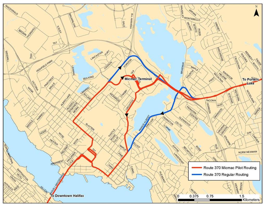 Appendix D: New Route 370 Porters Lake Express Pilot Project Map Appendix D: Route