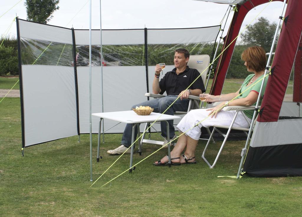Rally 200 with optional integrated windbreak. Kampa Lightweight Caravan Awnings The very latest versions and the introduction of new models brings you the best in awning design from Kampa.