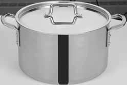 5" Set 4 TGSP-20 Stock Pot w/cover 20 Qt 14" Set 4 Triangular positioned rivets provide strength - will not loosen in high-volume commercial kitchens Mirror finish