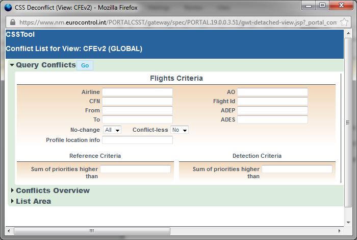 8.2.1 Flights Criteria This area allows filtering of Flights in preparation for deconflcition.