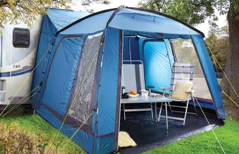 Also incorporated is a sewn in groundsheet, which should be ideal for those damper days. The two side doors can be rolled back and the front panel rolled up to give the awning a gazebo like feel.