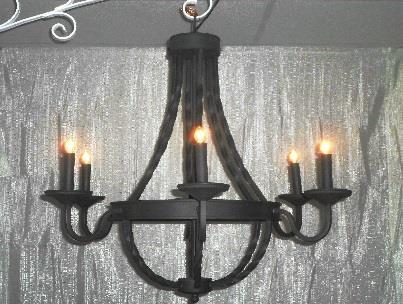 9 Candle, 540 Watt.125.00 The above chandeliers are to be used on 40, 60 & 80 wide tents. They can be used in smaller tents by adding a dimmer panel Rustic Iron Finish 6 Candle 480 Watt...100.