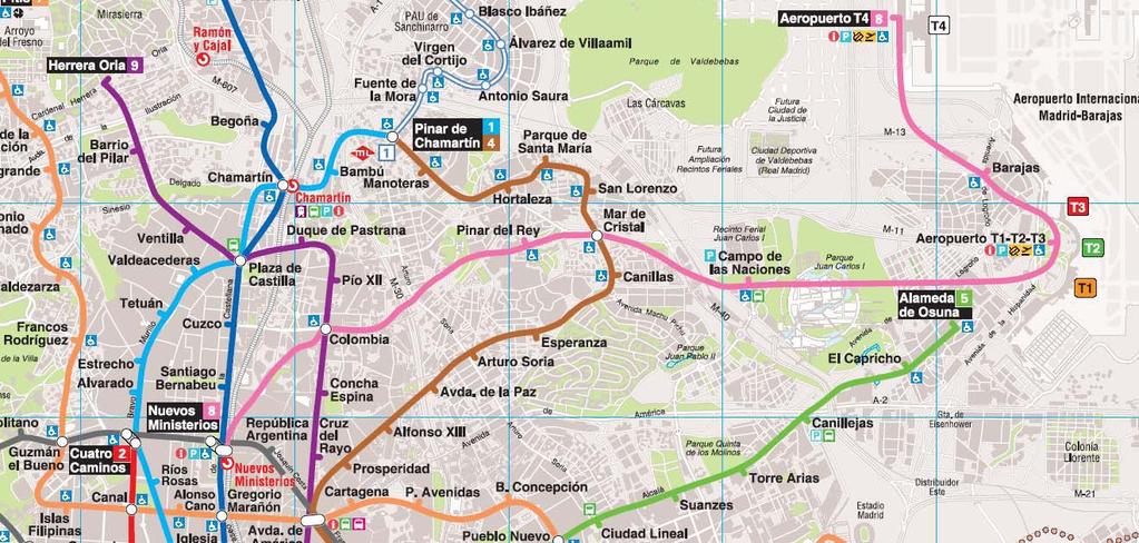 By taxi: There are taxi stops at the four terminals in the arrival area. The approximate cost between Barajas Airport and the centre of Madrid usually is about 20 plus 5.