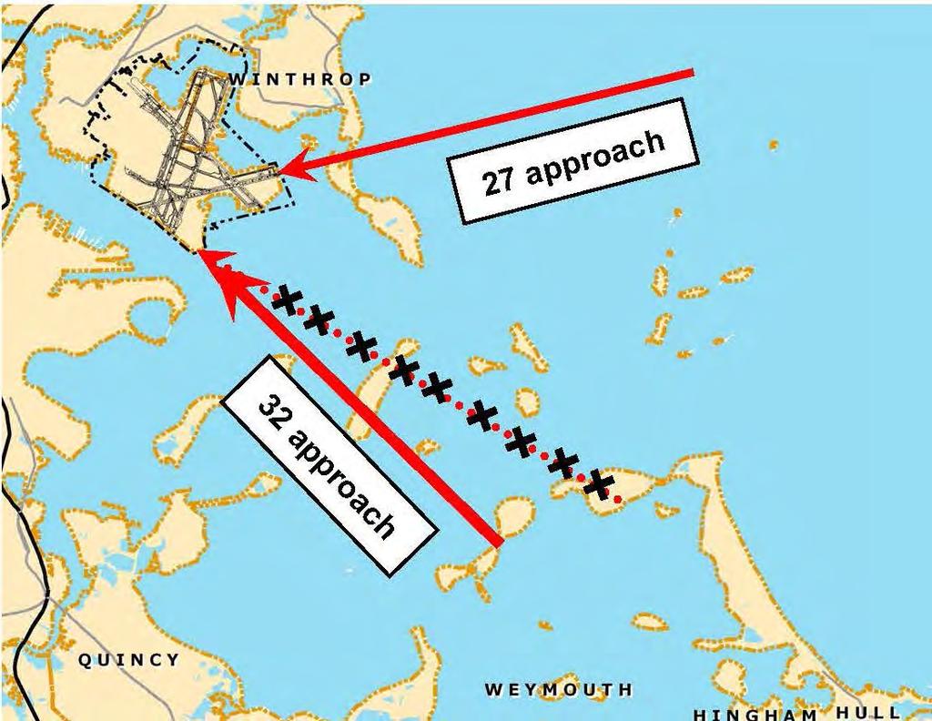 BOSTON LOGAN AIRPORT NOISE STUDY JUNE 2012 Measure ID: Measure Description: F-H When Runway 32 is used for arrivals in conjunction with Runway 27 arrivals, (if an over harbor approach is not used per