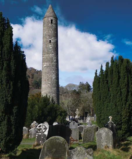 The Round Tower is surrounded by gravestones and dominates the scene. It stands some 30 metres high and is one of Ireland's finest.