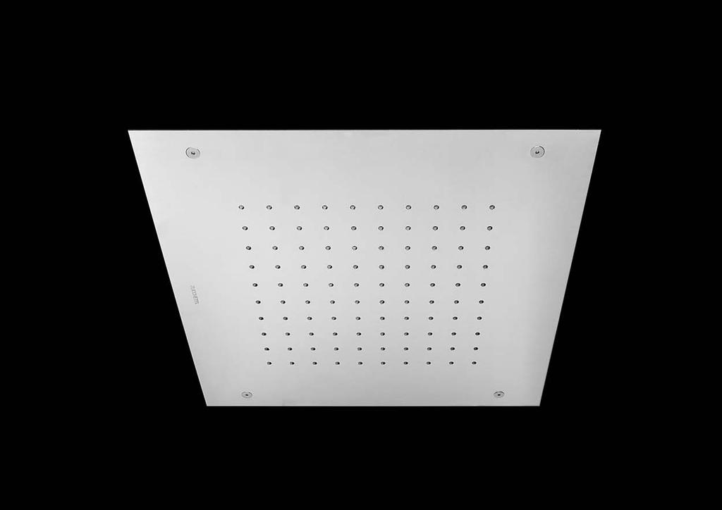 Sistema doccia 430x430 in acciaio inox a soffitto.