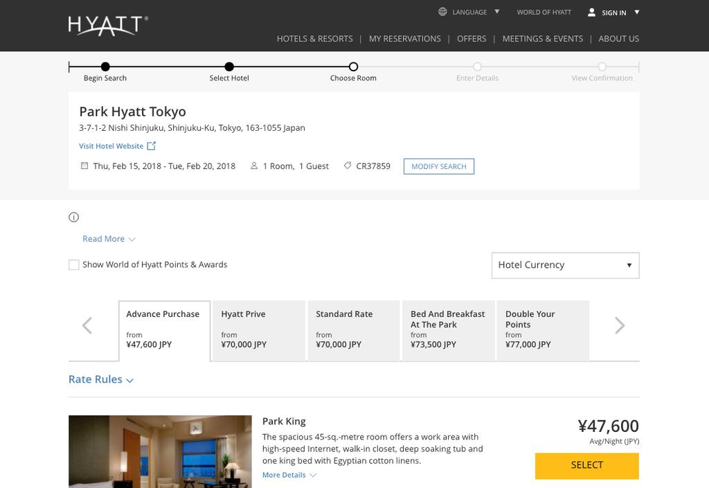 Book with our Hyatt Privé rate Booking online through the Hyatt Privé