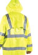 The jackets and pants are available in either florescent yellow or florescent orange. PVC Nomex Rain Suit meets Class 3 ANSI/ISEA 107-2010 standards. PVC Nomex ventilated back flap.