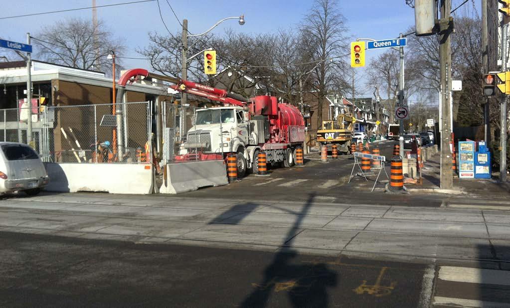 WORKS IN PROGRESS Bell Chamber replacement at Leslie and Queen Street.