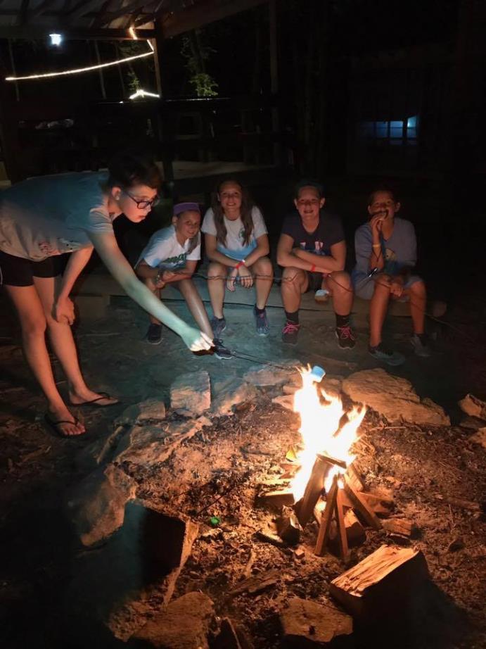 The campers and counselors stay in shelters but participate in all aspects of camp. They get to have a campfire every night!