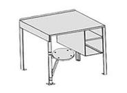 SECURITY DESK WITH STOOL The Security Desk is a freestanding writing surface with open shelves and mounted below the desktop. The desk can bolt to the floor.