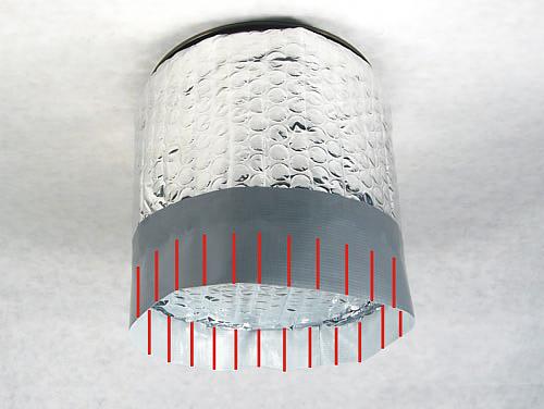 extend only to the edge of the cylinder (i.e., about halfway through the tape).