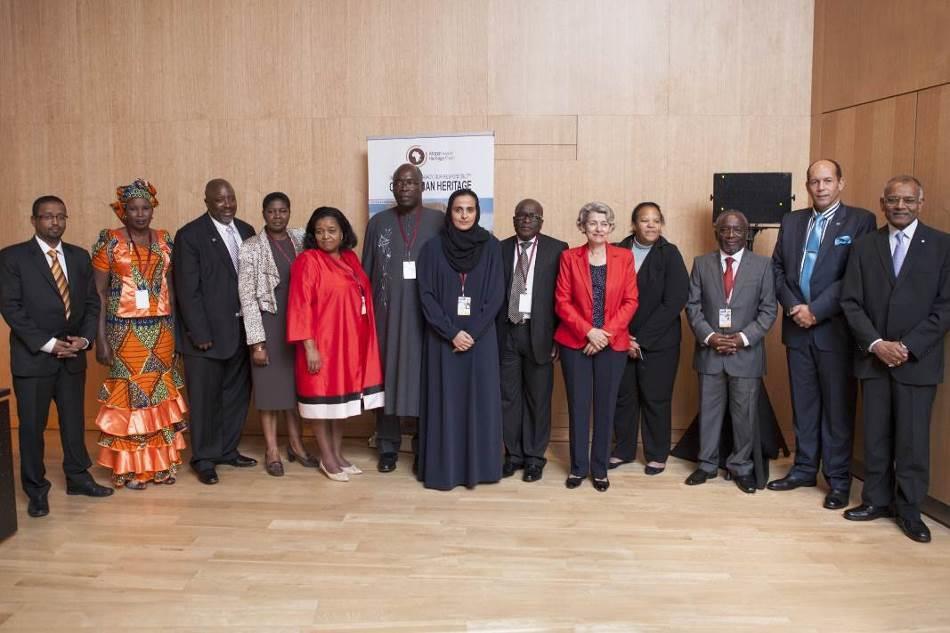 E. Mr. Abdoul Aziz Mbaye, Minister of Culture of Senegal; H.E. Sheikha Al Mayassa Bint Hamad Bin Khalifa Al Thani, Chairperson of the 38 th session of the World Heritage Committee; Mr.