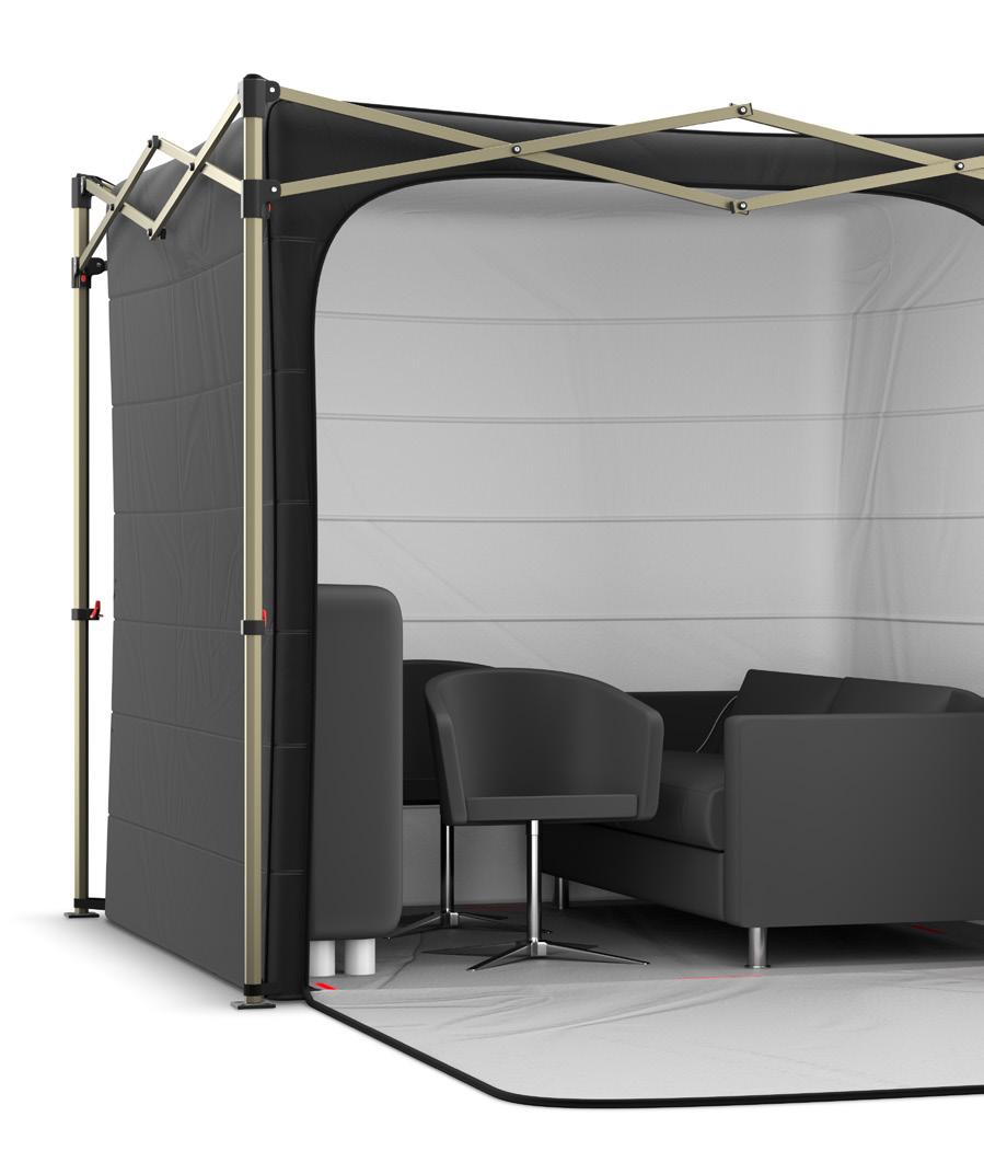 STURDY TENT FRAME. The frame is extremely sturdy and can be erected quickly and easily by a single person.