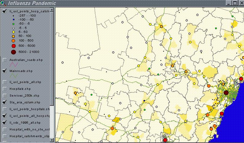Zooming in to New South Wales Excess hospitalisations in catchment 80% occupation Australian