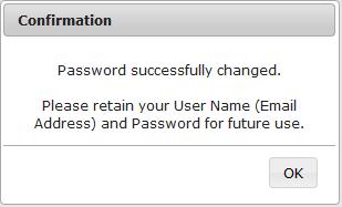 Once clicked, the change password page is displayed where users can enter a new password. The password criteria are also listed on the page.