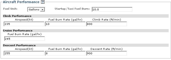 Airspeed, Fuel Burn Rate, Descent Rate The Navigation Log and Route Brief (Standard, Outlook, or Abbreviated) will be generated without Performance Data if the above information is not entered. iv.
