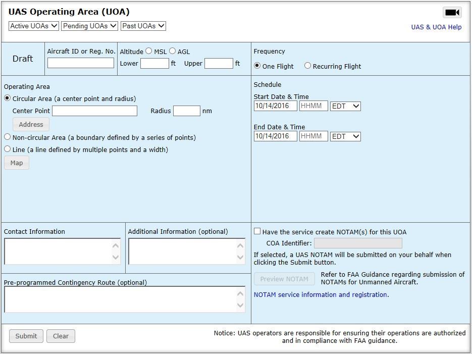 Clicking on the Address button located in the Circular Area section of the form will display an address search dialog.