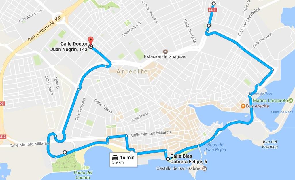 Improving accessibility in Arrecife: Teguise S Bartolome and vv. The other routes serving Arrecife will use this circular road. Why should only the 21 and 23 do this?