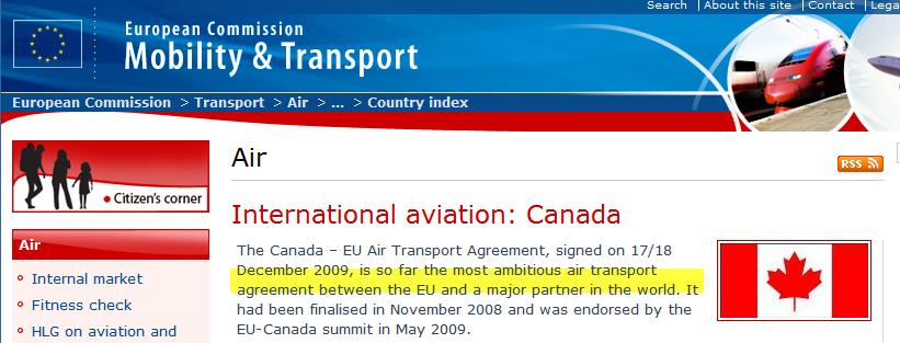 Canada-EU Air Transport Agreement Phases in an open aviation area 1.