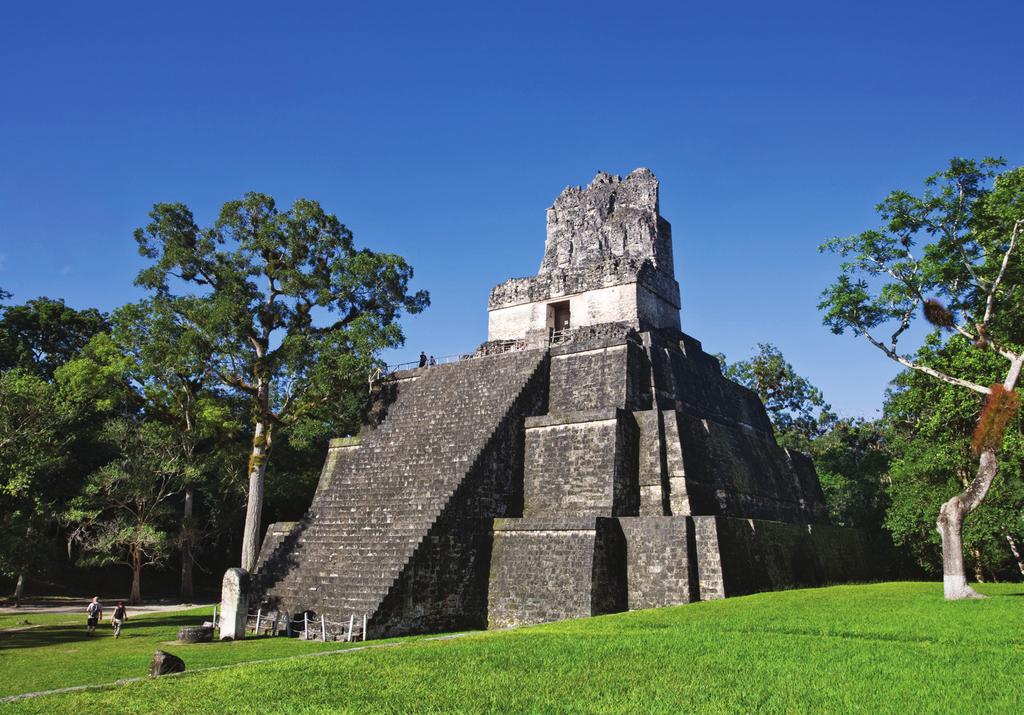 Ruins at the renowned archaeological site of Tikal, which we visit on Day 4 Day 5: Tikal/Guatemala City This morning is free for individual pursuits at our lakeside hotel which offers kayaking,