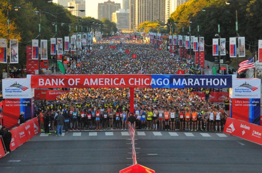 The Bank of America Chicago Marathon is known for its flat and fast course that starts and finishes in Grant Park and travels through one of the world s most magnificent cities.