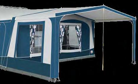 The canopy is secured to the awning by a plastic figure of 8 profile on the awning canopy.