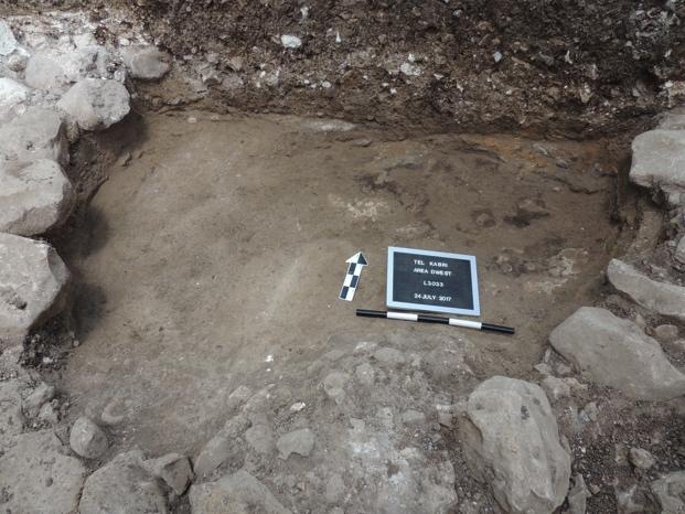 It was located and found to be a massive wall (W2989/3011), approximately two meters thick.