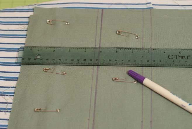 Using safety pins, pin all four layers together in a few places in the center.