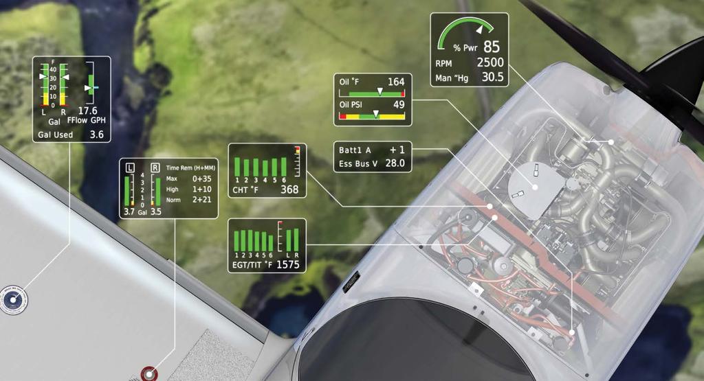UNRIVALED INTEGRATION Cirrus Perspective+ seamlessly unites all aircraft system health and status information with external data, instantly presenting a user-friendly synopsis for maximum situational