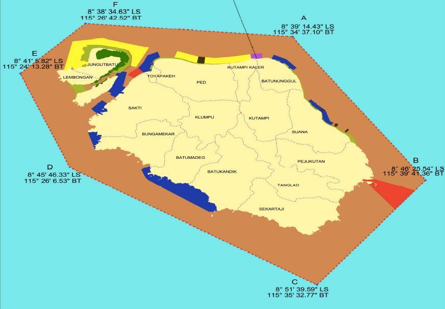 NUSAPENIDA ISLAND sub zone of sea weed cultivation 464.25 HA 3 KEY ENVIRONMENT ATTRIBUTES mangroves sub zone of special marine tourism 905.24 HA spiritual area sub zone of maritime port 35.