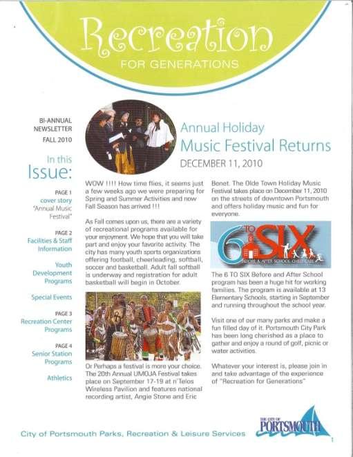 Recreation for Generations Newsletter