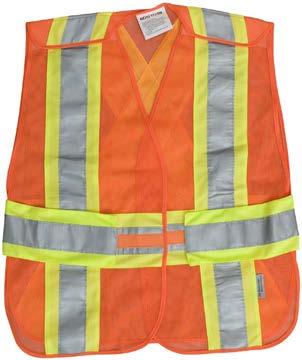 tape One horizontal stripe around the waist, two vertical stripes on the front and one X on the back Front Velcro closure 5-point tear-away design 3-point adjustment CSA