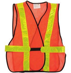 TRAFFIC VEST WITH 2 REFLECTIVE TAPE 2 lime-green reflective tape One horizontal stripe at the front of the waist, two vertical stripes on the front and one X on the back