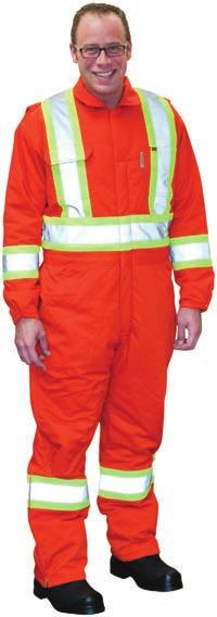HIGH VISIBILITY LINED COVERALLS PROTECTIVE CLOTHING LINED POLYESTER AND COTTON COVERALL WITH 4 REFLECTIVE TAPE Made of 65% polyester and 35% cotton offering a greater resistance to tears as well as