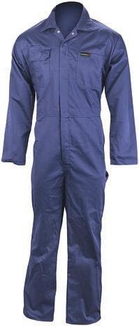 GENERAL USE COVERALLS DELUXE POLYESTER AND COTTON COVERALL Made of preshrunk 65% polyester and 35% cotton fabric Two-way YKK zipper front closure and 24 on the side of each leg Two front pockets with