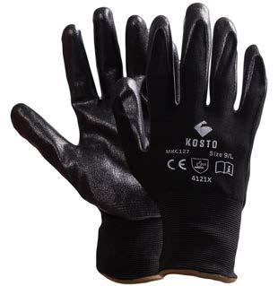 GENERAL PURPOSE GLOVES HIGH DEXTERITY COATED GLOVES NITRILE-COATED GLOVES XDEX FOAM NITRILE-COATED NYLON KNIT GLOVES Foam nitrile-coated palm and fingers for an excellent grip in a slightly oily