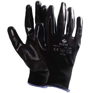and nylon Nitrile-coated palm and fingers for an excellent grip in a slightly oily environment Seamless 13-gauge polyester support Excellent dexterity, breathability and durability Touchscreen CE