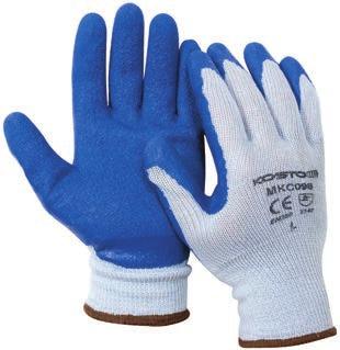 LATEX-COATED GLOVES LATEX-COATED COTTON AND POLYESTER KNIT GLOVES Textured latex-coated palm and fingers for a superior grip Seamless 10-gauge cotton and polyester support Excellent dexterity,