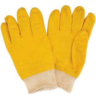 Brown Nitrile-coated cotton PVC-COATED GLOVES PVC-COATED GLOVES Gloves fully coated with PVC and smooth finish Resistant to chemical and acid products