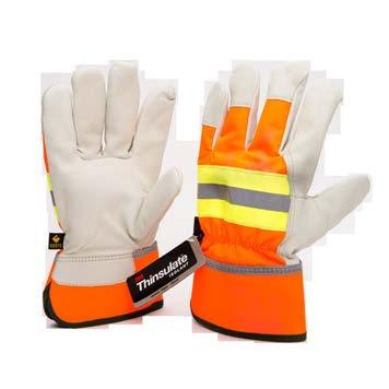 LINED FULL-GRAIN LEATHER GLOVES THINSULATE-LINED FULL-GRAIN LEATHER WITH NYLON HIGH-VISIBILITY BACK GLOVES Thinsulate