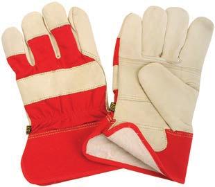 LINED FULL-GRAIN LEATHER WITH COTTON BACK GLOVES - 3-PIECE PALM 3-piece palm Rigid safety cuff Leather knuckle strap Elastic wrist Highly