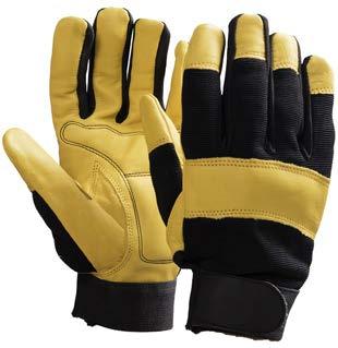 stretch back and fingers Leather knuckle protection Elastic wrist with Velcro closure A/B Grade MKS150 S to 2XL Yellow