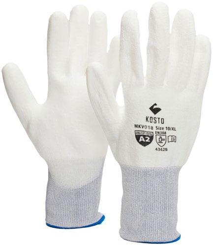 POLYURETHANE-COATED HIGH-DENSITY POLYETHYLENE CUT-RESISTANT GLOVE Resistance to abrasion, cuts and punctures Elastic wrist preventing debris from entering the glove Open back keeps the hand cool and