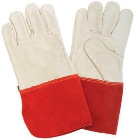 Unlined B/C grade MGS022 Universal White with red cuff Full-grain leather FULL-GRAIN LEATHER GLOVES WITH