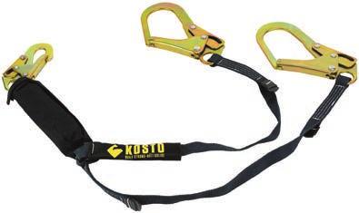 4 TWIN-LEG KEVLAR LANYARD WITH PACK-STYLE ENERGY ABSORBER - ONE STANDARD HOOK AND TWO 2.