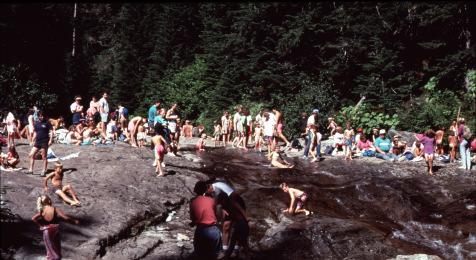 people on river in Alpine Lakes Wilderness;