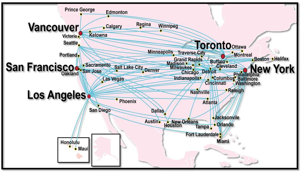 New Capacity - North America Codeshare Network in North America Partners New(10 routes): Toronto -