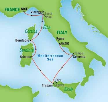 Itinerary Sunday, July 26, 2015 USA Fly from the U.S. to Rome, Italy. Monday, July 27 ROME, Italy ANZIO EMBARK Arrive in Rome, transfer to Anzio, and embark Arethusa.