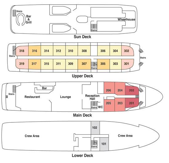 deck plan ARETHUSA Arethusa is a small cruise ship whose size and design make it the perfect vessel for our voyage.